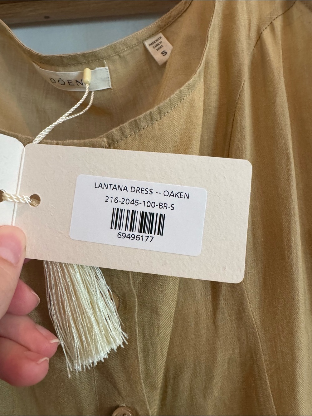NWT Doen Lantana Dress in Oaken, size S - Picture 7 of 8